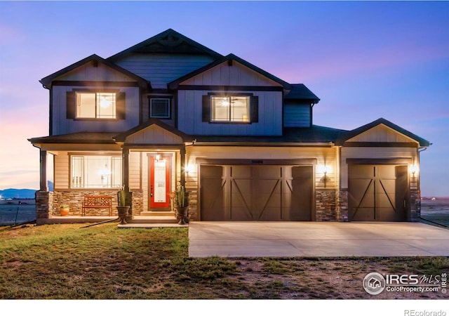 craftsman-style home with a garage