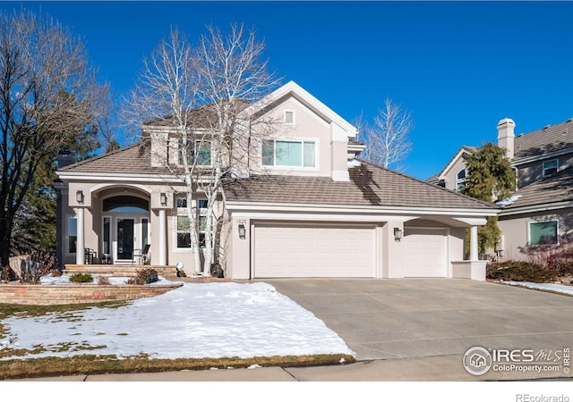 view of front of house with a garage