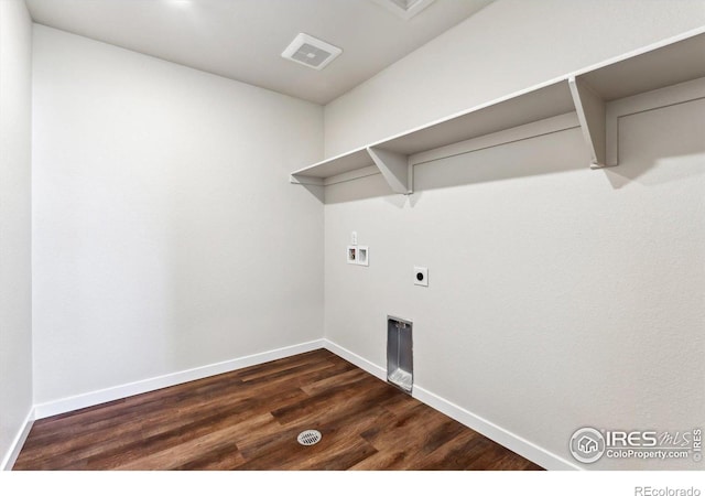 laundry area featuring washer hookup, dark wood-type flooring, and hookup for an electric dryer