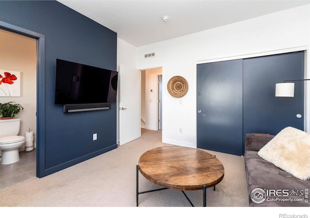 living room featuring carpet flooring