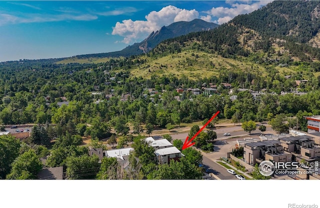 aerial view with a mountain view