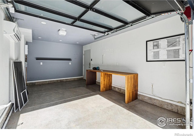 garage with an AC wall unit