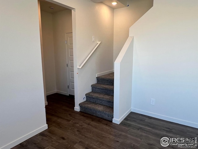 stairway with wood-type flooring