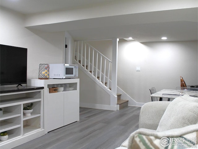 interior space with light hardwood / wood-style floors