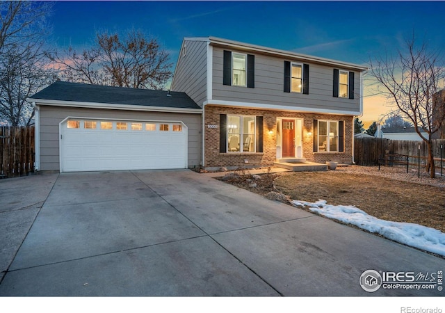 view of property featuring a garage