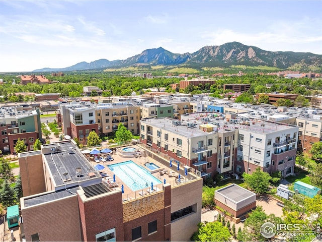 bird's eye view with a mountain view