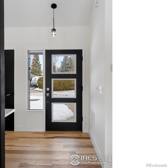 entryway with light hardwood / wood-style floors