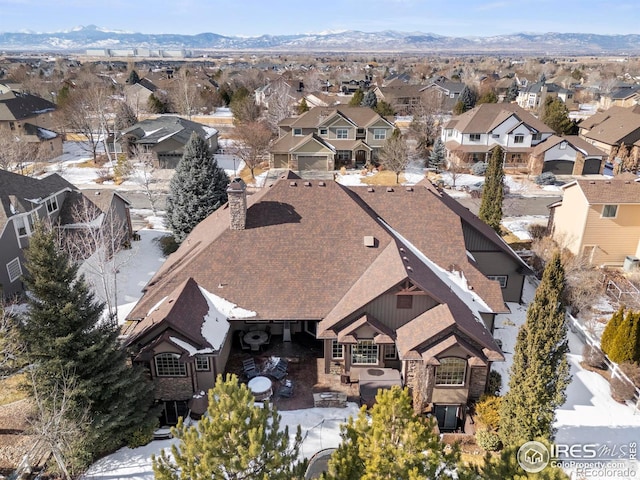 aerial view with a mountain view