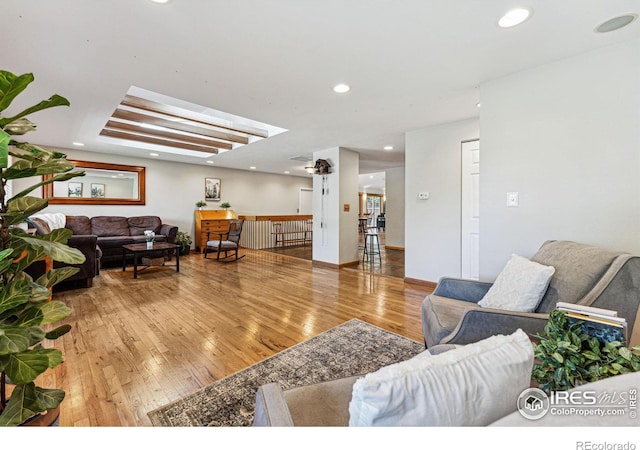 living room with hardwood / wood-style floors