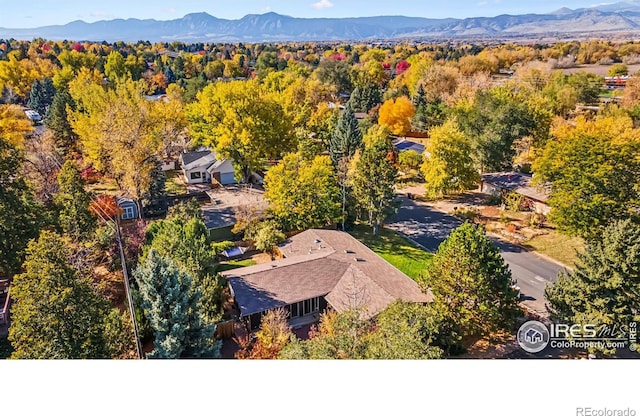 aerial view with a mountain view