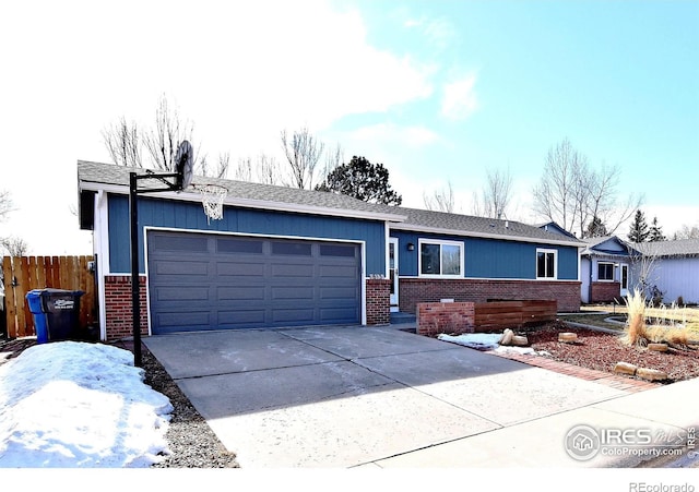 single story home with a garage