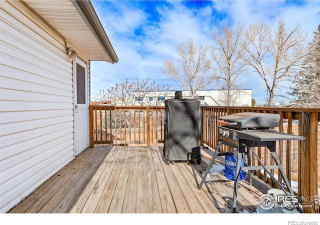 deck featuring area for grilling