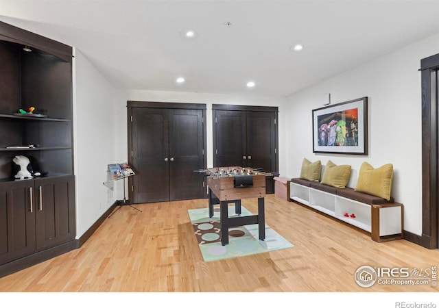 office area featuring light hardwood / wood-style flooring