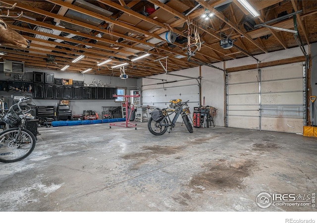 garage with a garage door opener