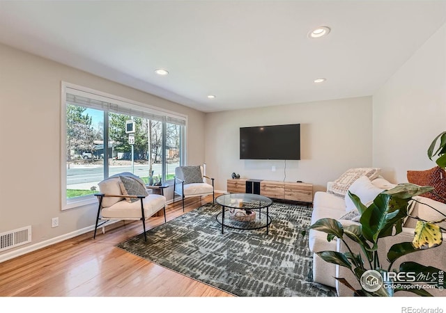 living room with hardwood / wood-style floors