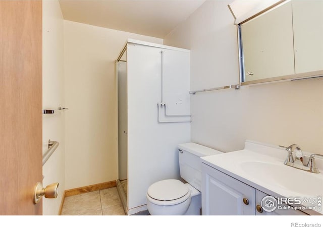 bathroom featuring tile patterned flooring, vanity, and toilet