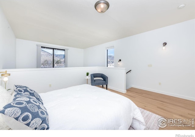 bedroom with light hardwood / wood-style flooring