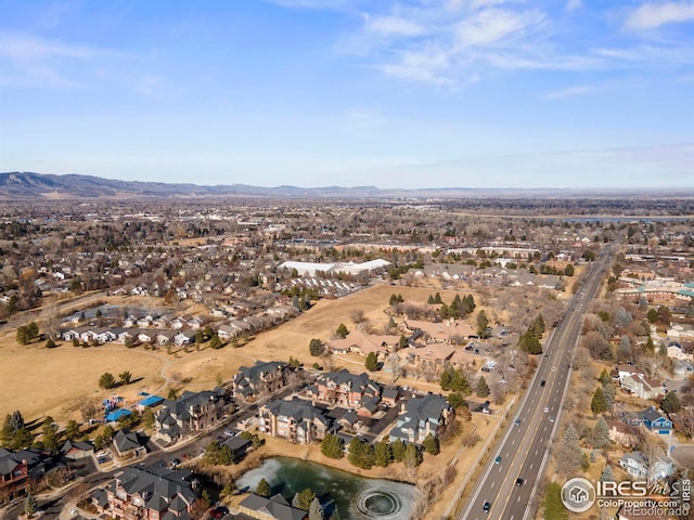 bird's eye view featuring a mountain view