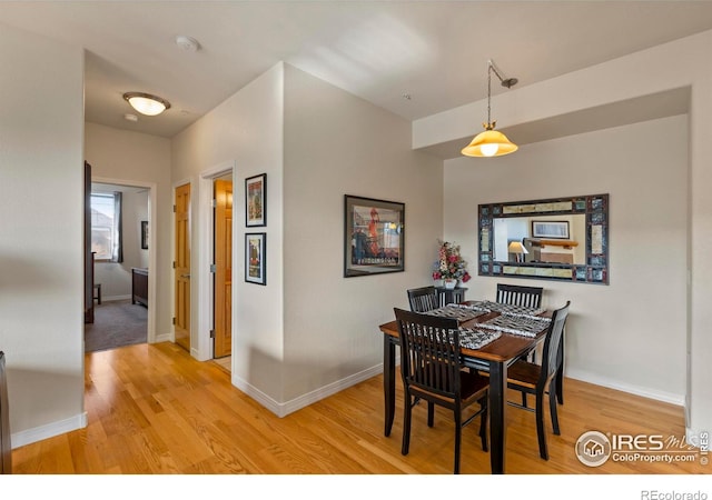 dining space with light hardwood / wood-style flooring