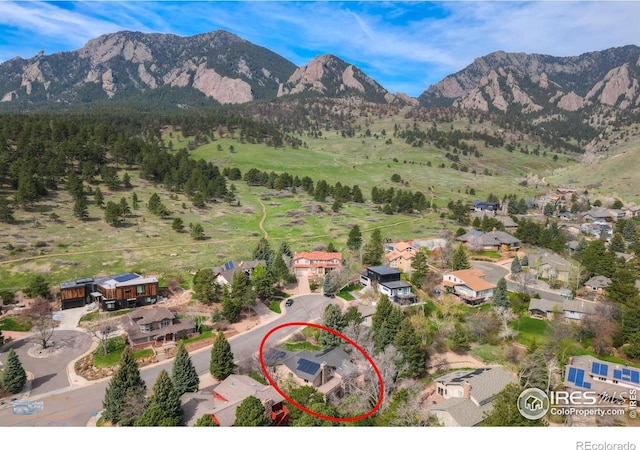 bird's eye view featuring a mountain view