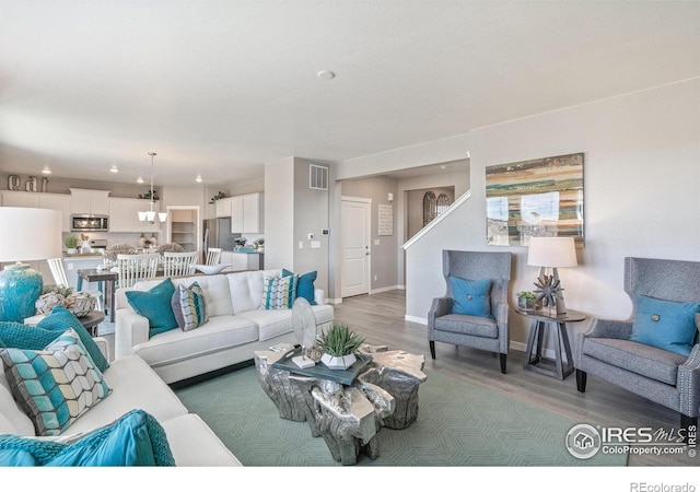 living room with hardwood / wood-style floors