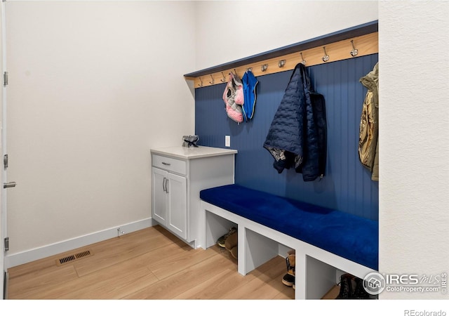 mudroom featuring light hardwood / wood-style floors