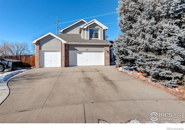 view of front of property featuring a garage