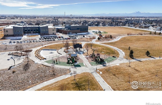 bird's eye view featuring a mountain view