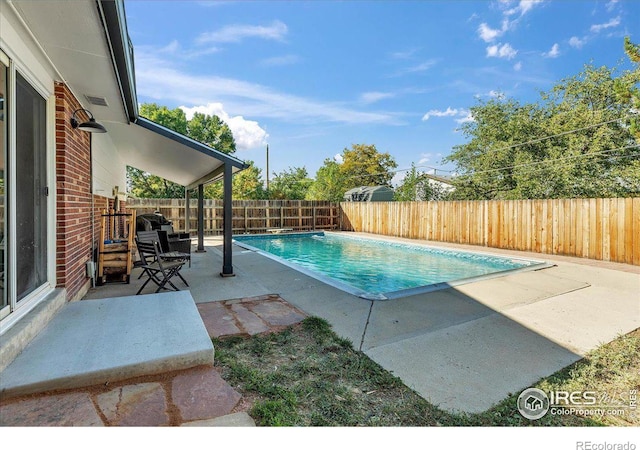 view of pool featuring a patio