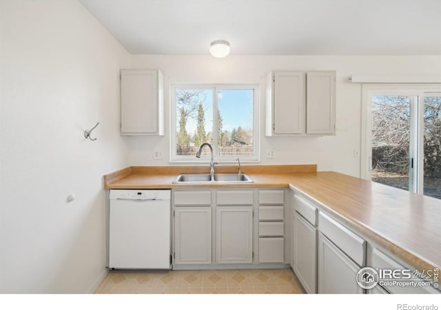 kitchen with white dishwasher and sink