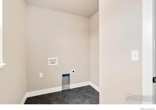 7172 Feather Reed Dr, Wellington, CO 80549 - laundry room featuring electric dryer hookup, baseboards, laundry area, and washer hookup
