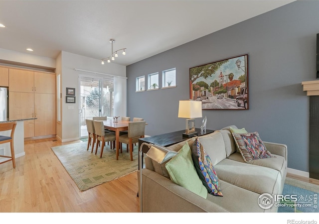 living room featuring light wood-type flooring