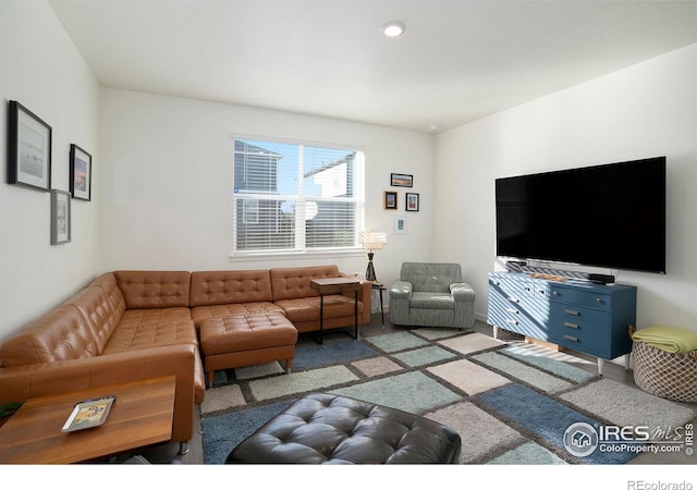 living room featuring carpet floors