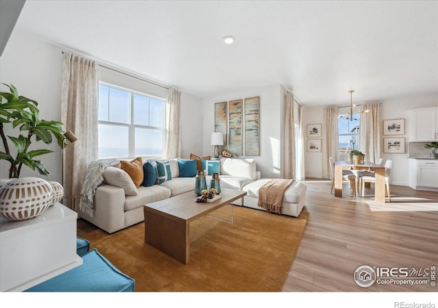 living room featuring light wood-type flooring