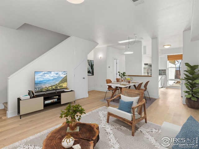 living room featuring light hardwood / wood-style flooring