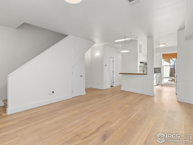 unfurnished living room with light hardwood / wood-style floors