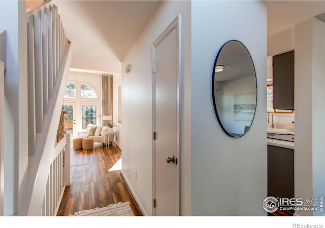 hall featuring dark hardwood / wood-style floors