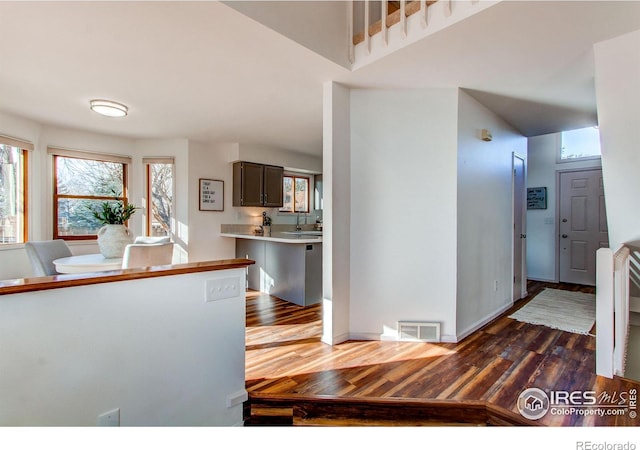 kitchen featuring dark hardwood / wood-style flooring