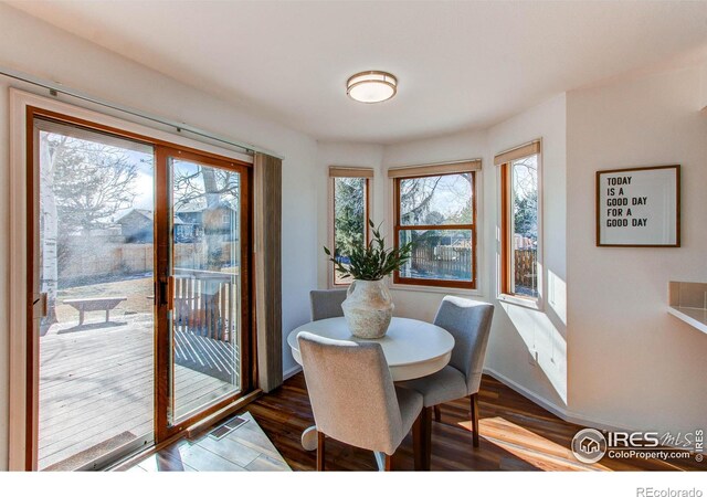 dining room featuring hardwood / wood-style floors and plenty of natural light