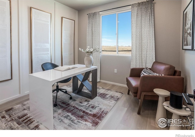 office featuring hardwood / wood-style floors