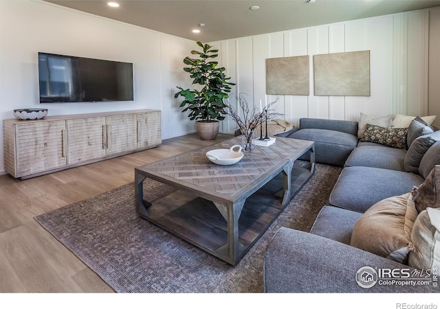 living room with hardwood / wood-style flooring