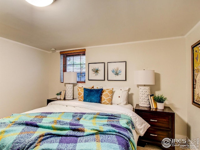 bedroom with ornamental molding