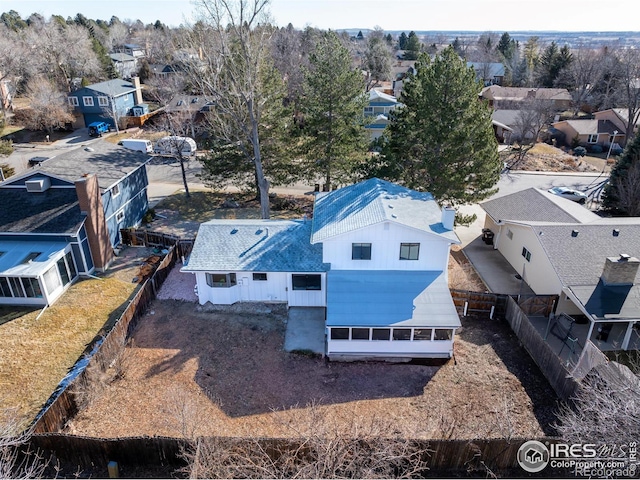 bird's eye view with a residential view