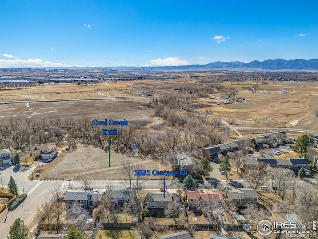 drone / aerial view with a mountain view