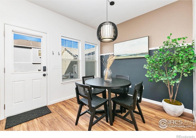 dining room with wood-type flooring