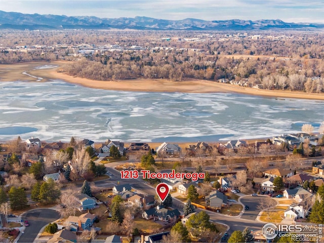 bird's eye view with a mountain view