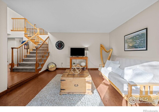 living room with hardwood / wood-style floors