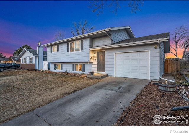 view of front of house with a garage