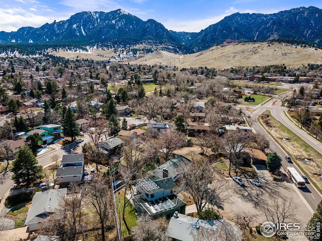 aerial view with a mountain view