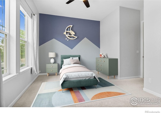 979 Stagecoach Dr, Lafayette, CO 80026 - bedroom with carpet flooring, ceiling fan, and baseboards
